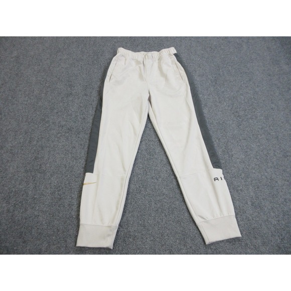 Nike Air Pants Mens Small Beige Gray Joggers Fleece‎ Athletic Swoosh FN7690-104 - Picture 1 of 16